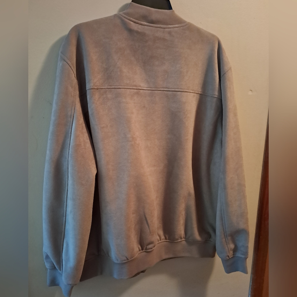 Tan Men's Bomber Jacket with Soft Texture and Elasticized Cuffs - Picture 2 of 4